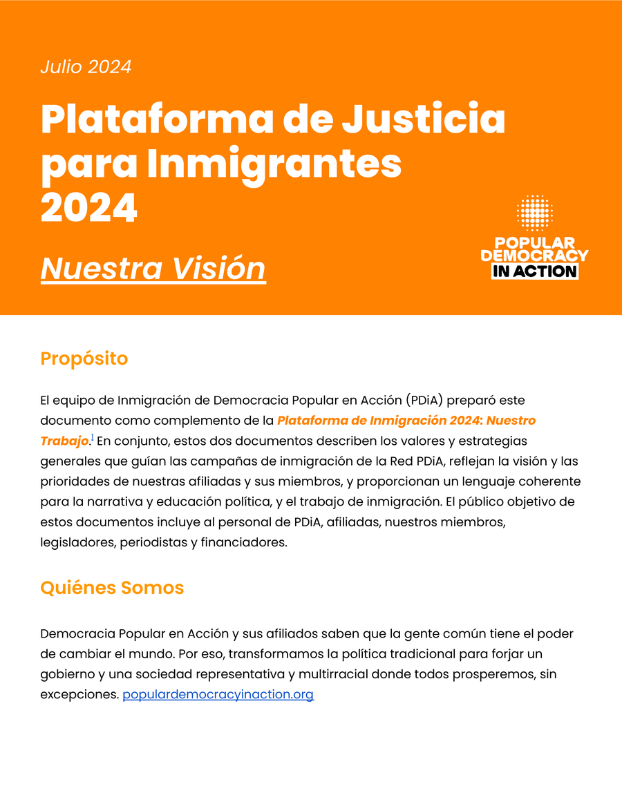 Plataforma Para Justicia para Inmigrantes 2024