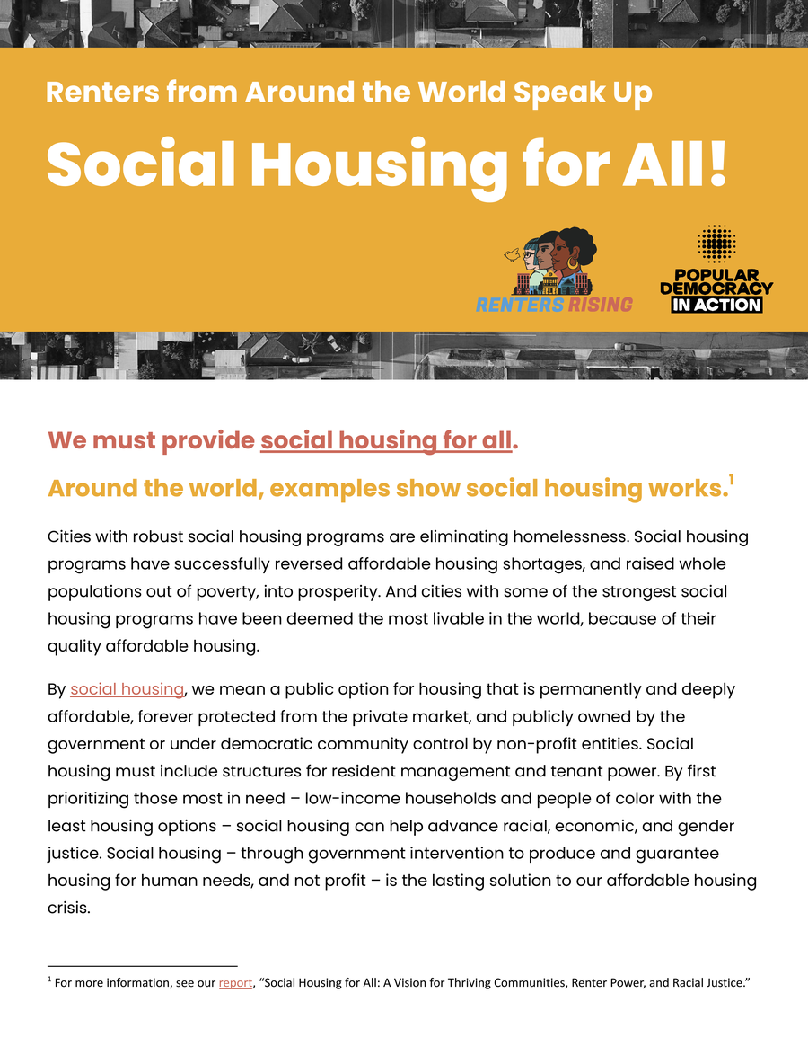 Renters from Around the World Speak Up: Social Housing for All!